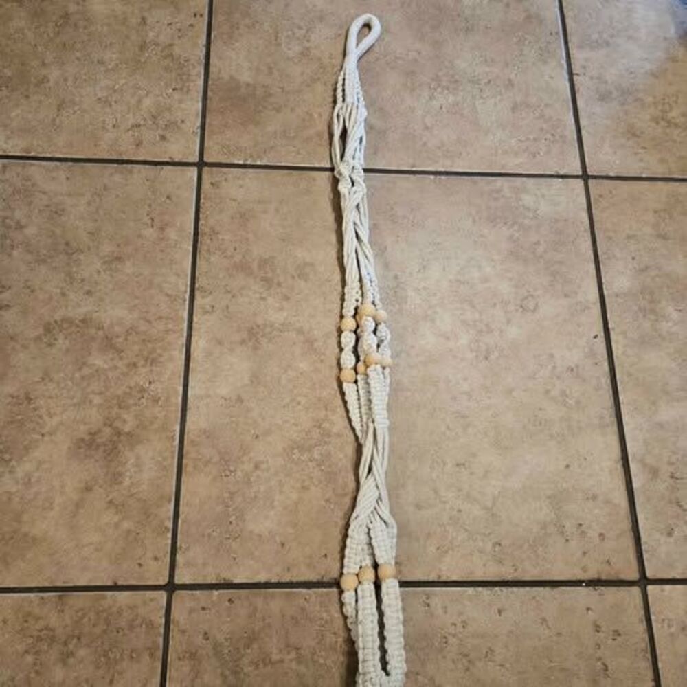 35-Inch Macrame Plant Hanger with Wooden Beads